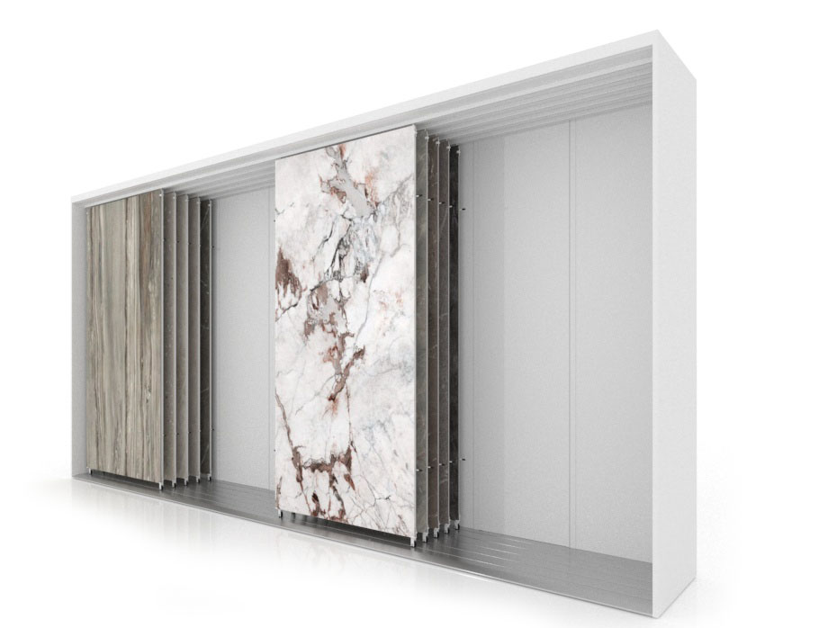 Expositor multiformato para azulejos Composición 221 5 blanco sx