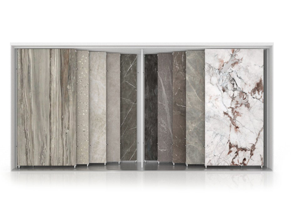 Expositor multiformato para azulejos Composición 221 5 blanco frontal