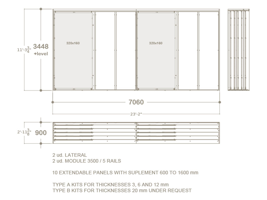Expositor multiformato para azulejos Composición 221 plano 5 carriles