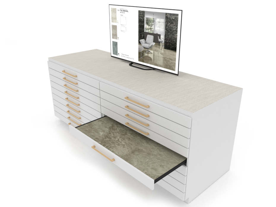 Expositor digital para cerámica Composición 223 blanco abierto