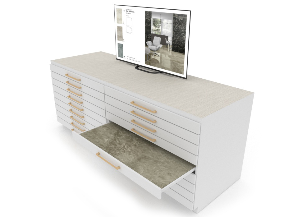 Expositor digital para cerámica Composición 223 blanco abierto