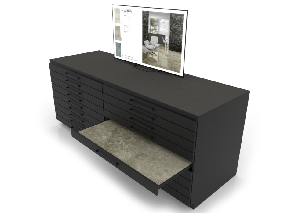 Expositor digital para cerámica Composición 223 negro abierto