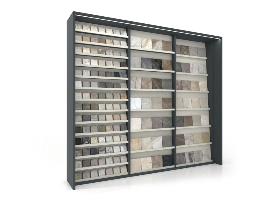 Expositor azulejos para tiendas Composición 224 antracita lateral
