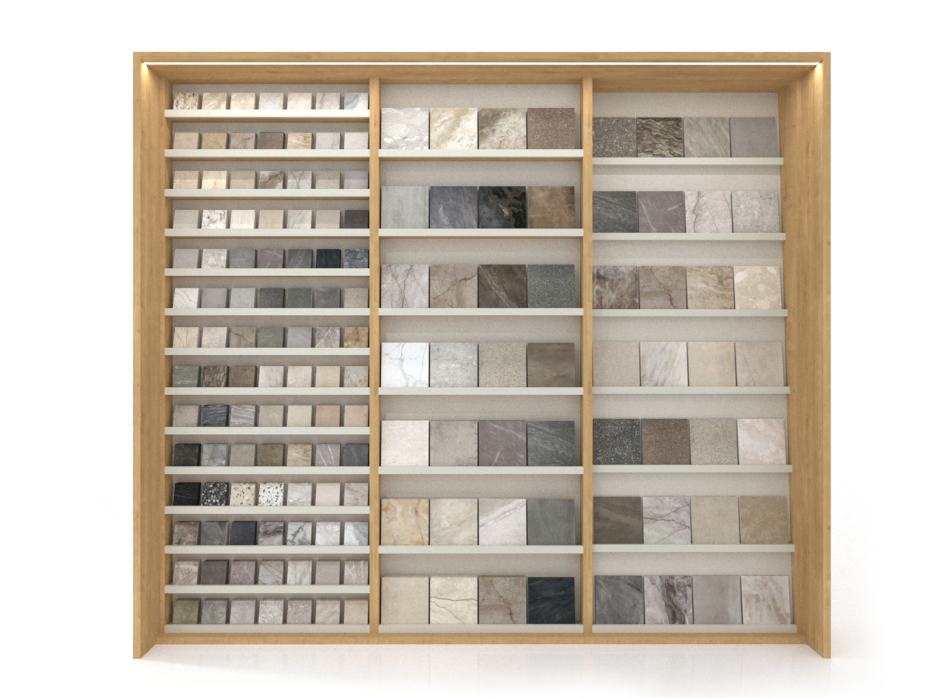 Expositor azulejos para tiendas Composición 224 madera frontal