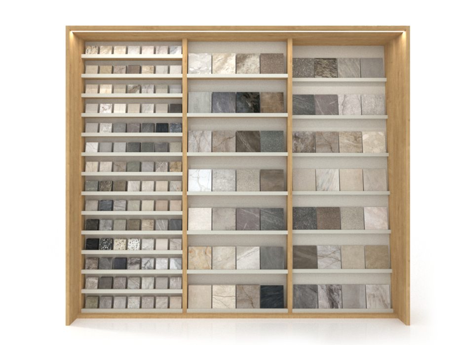 Expositor azulejos para tiendas Composición 224 madera frontal