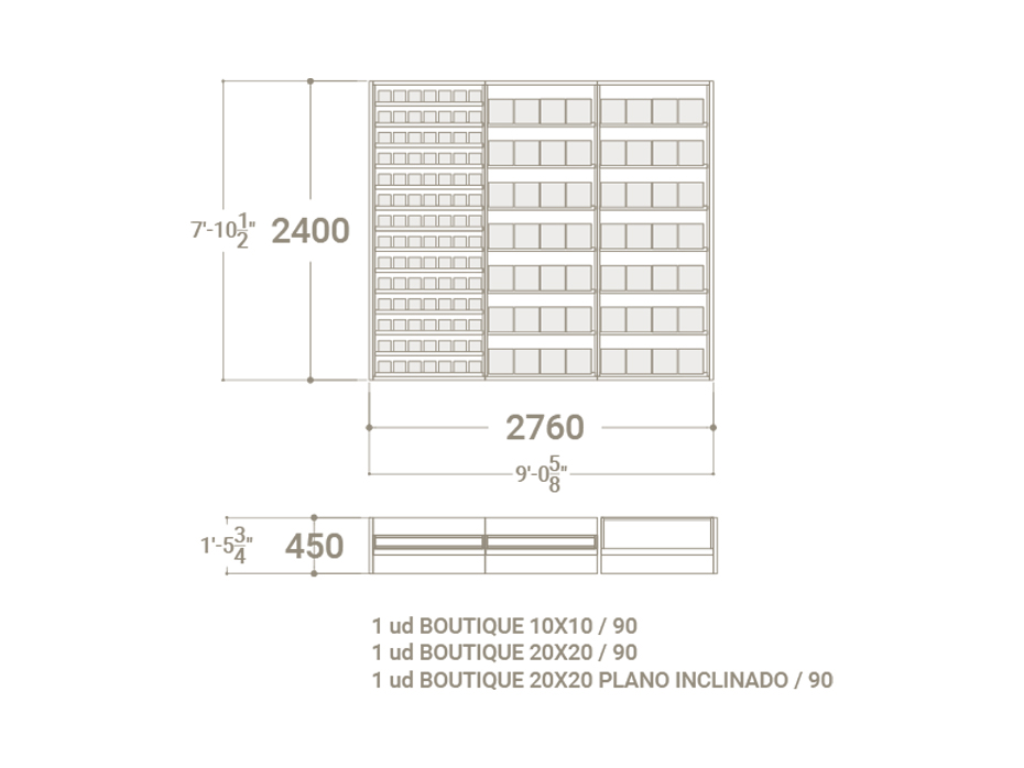 Expositor azulejos para tiendas Composición 224 plano