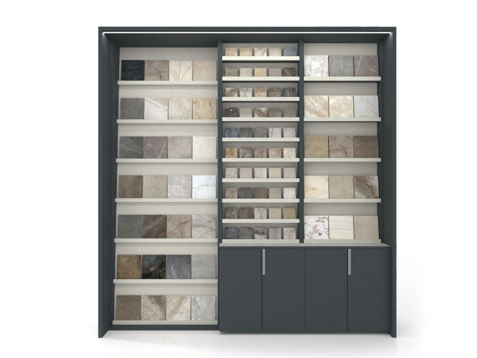 Mueble expositor de cerámica Composición 226 antracita frontal