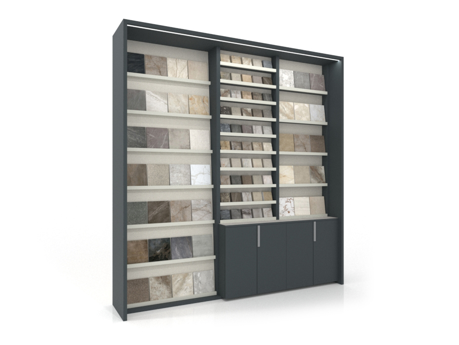 Mueble expositor de cerámica Composición 226 antracita lateral