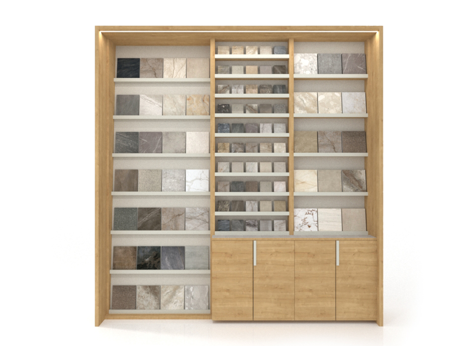 Mueble expositor de cerámica Composición 226 madera frontal