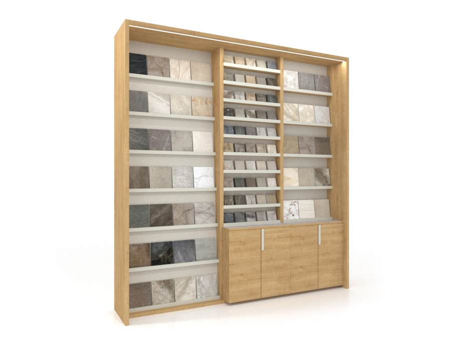 Mueble expositor de cerámica Composición 226 madera lateral