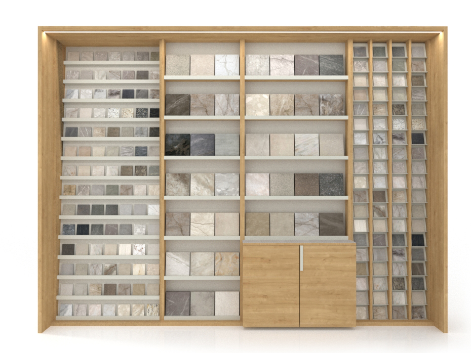 Ceramoteca modular para pequeño formato Composición 227 madera frontal