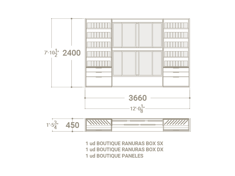 Expositor de azulejos de panel y ceramoteca composición 228 plano