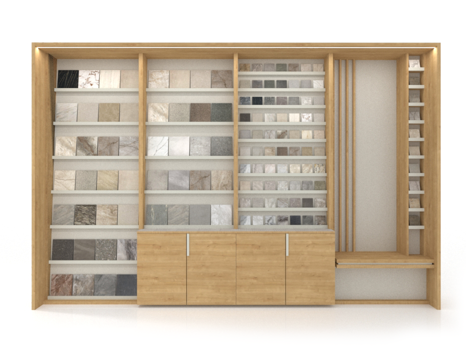 Expositor de azulejos con banco composición 229 madera frontal