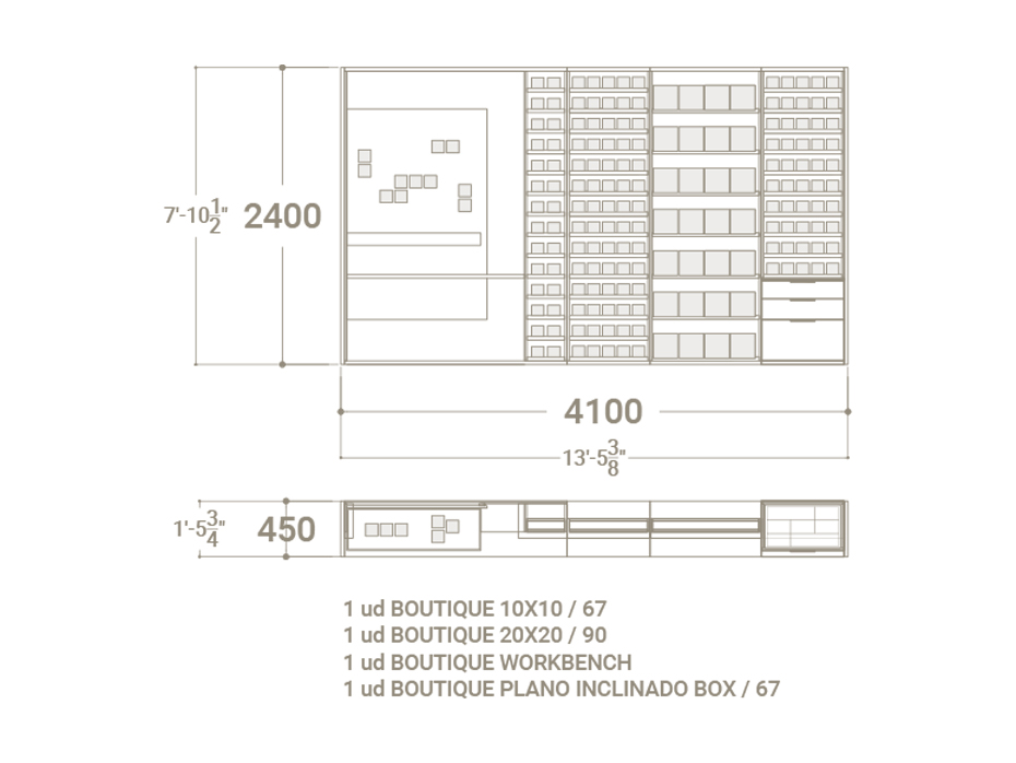 Ceramoteca modular Composición 230 madera plano