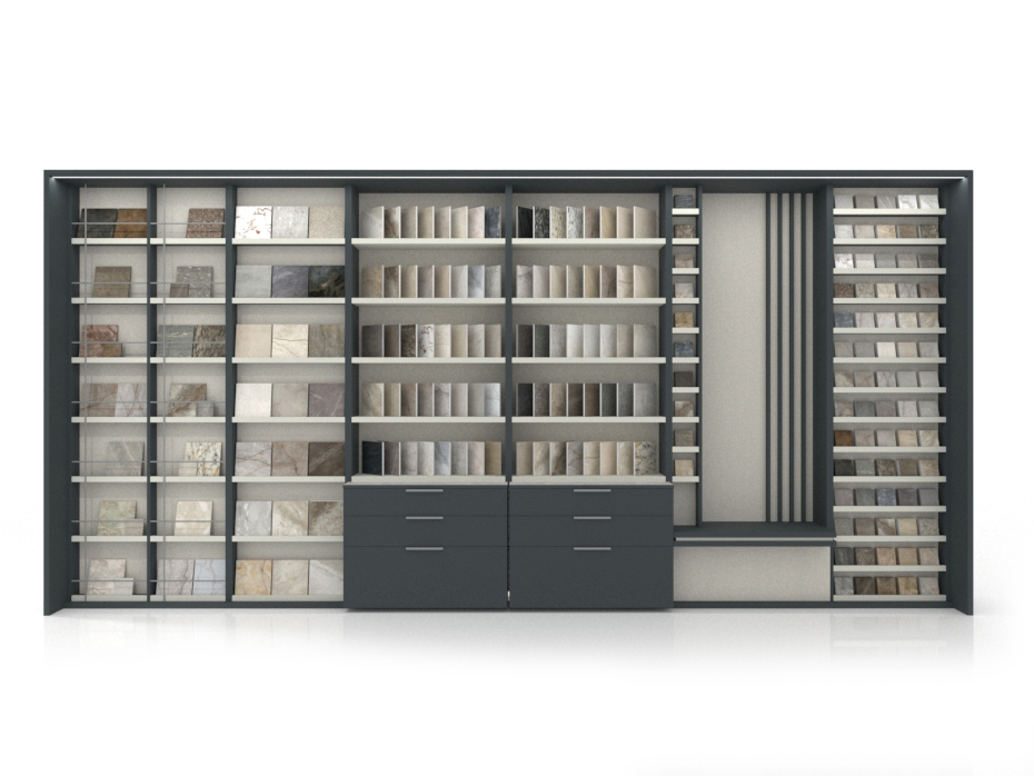 Mueble para tienda de cerámica Composición 231 antracita frontal