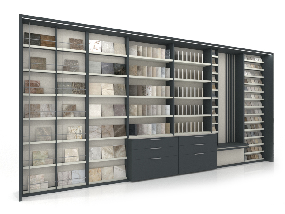 Mueble para tienda de cerámica Composición 231 antracita lateral