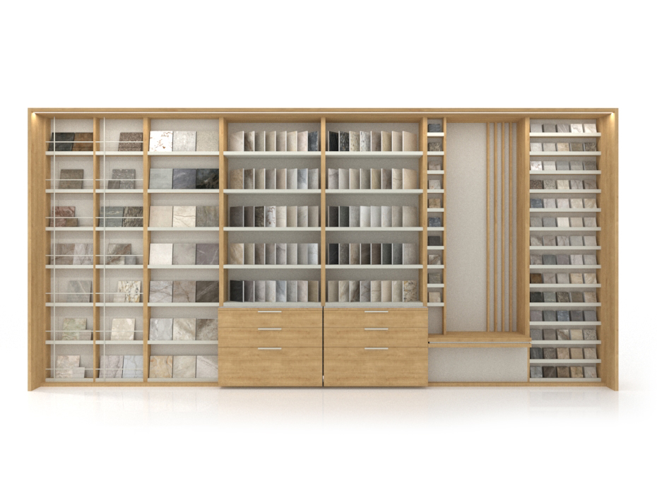 Mueble para tienda de cerámica Composición 231 madera frontal