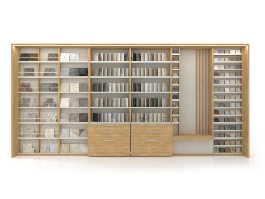 Mueble para tienda de cerámica Composición 231 madera frontal