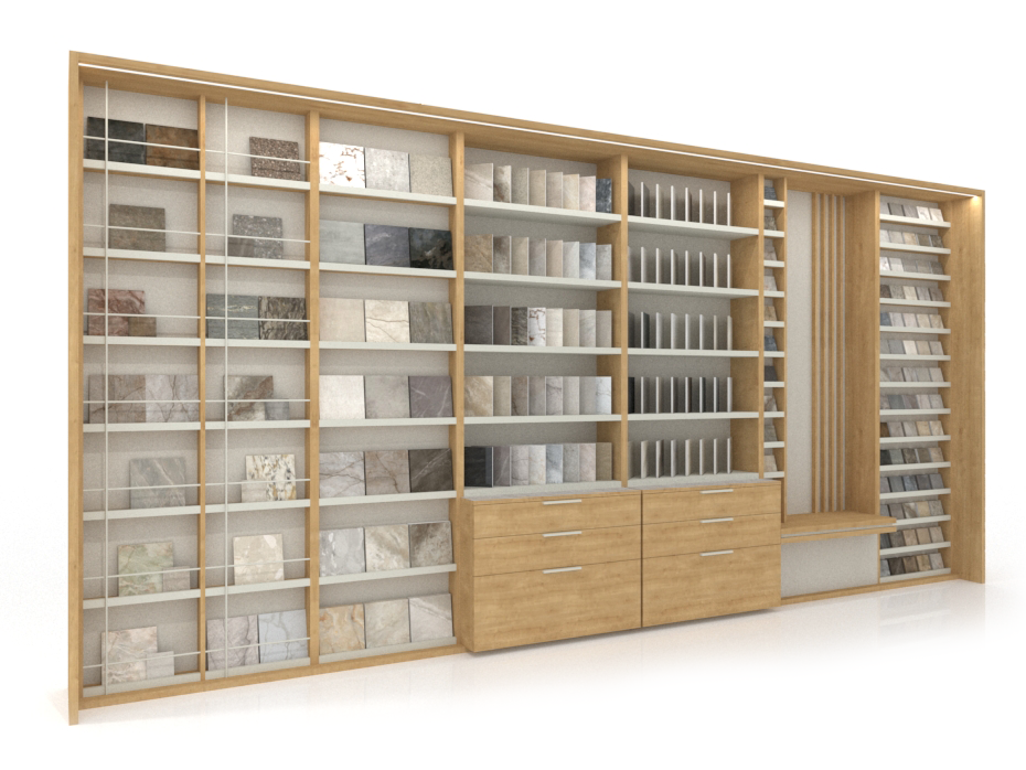 Mueble para tienda de cerámica Composición 231 madera lateral