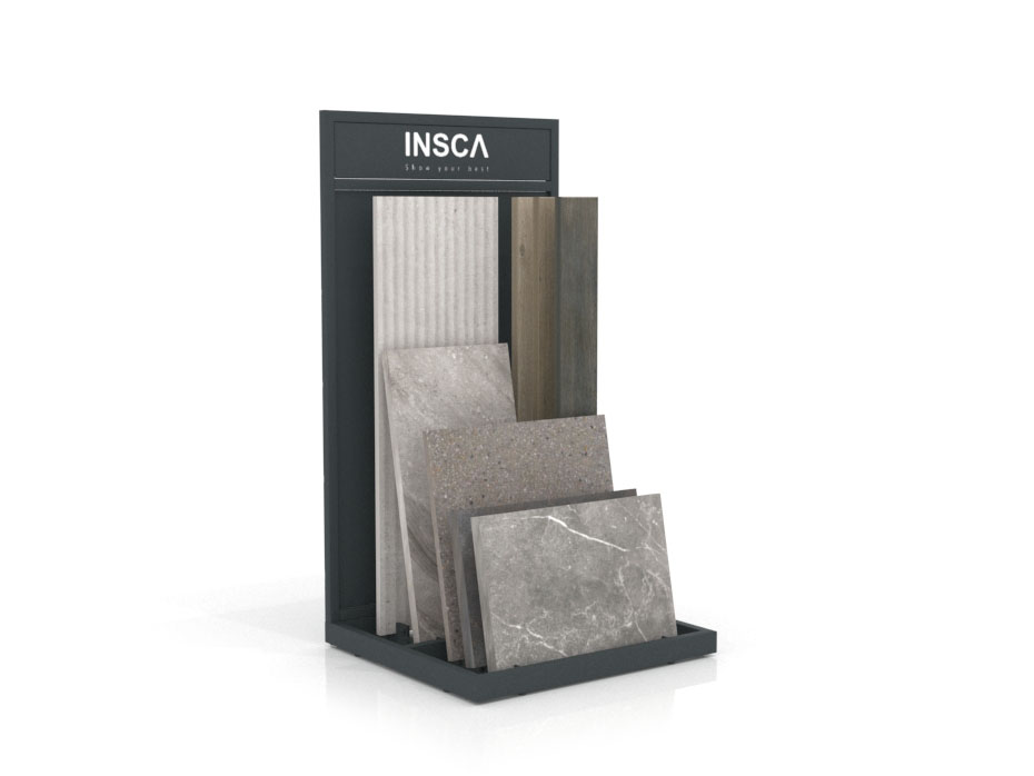 Expositor de azulejos para exterior Cuna Outdoor Multiformato antracita lateral