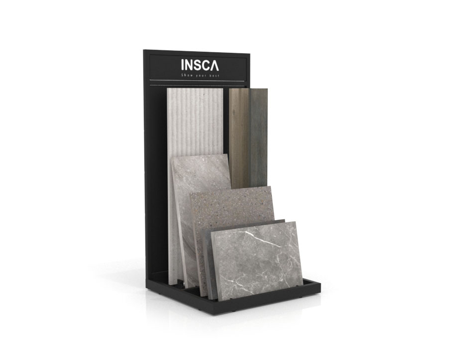 Expositor de azulejos para exterior Cuna Outdoor Multiformato negro lateral