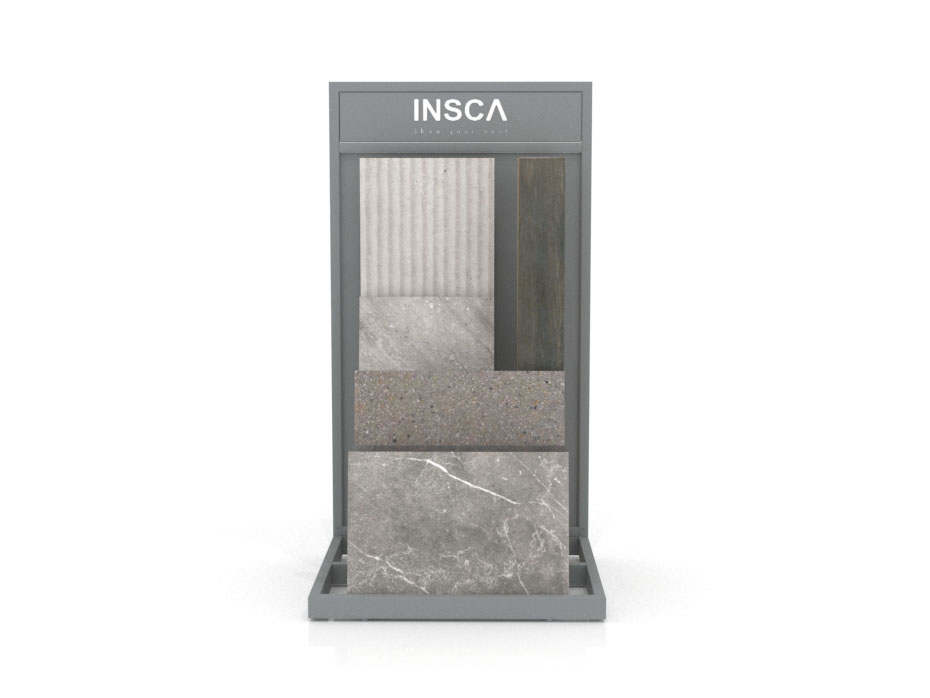 Expositor de azulejos para exterior Cuna Outdoor Multiformato plata frontal