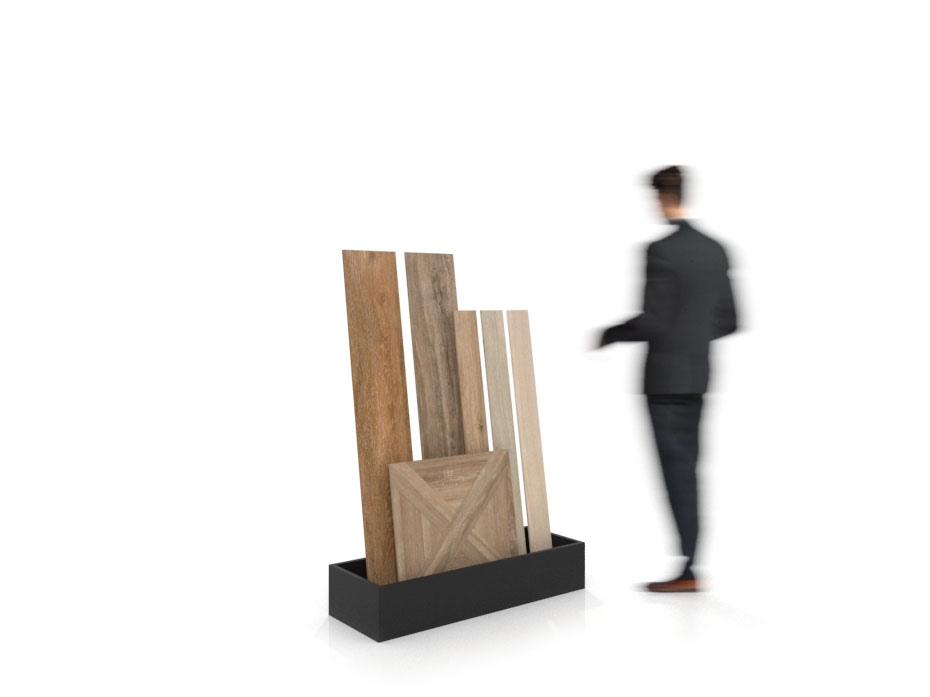 Expositor para madera Cuna Woodlook negro lateral