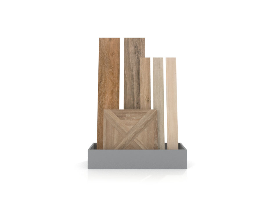 Expositor para madera Cuna Woodlook plata frontal