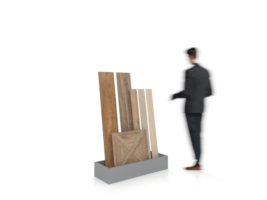 Expositor para madera Cuna Woodlook plata lateral