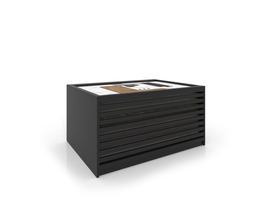 Expositor cerámico tipo cajonera Danubio panel negro frontal