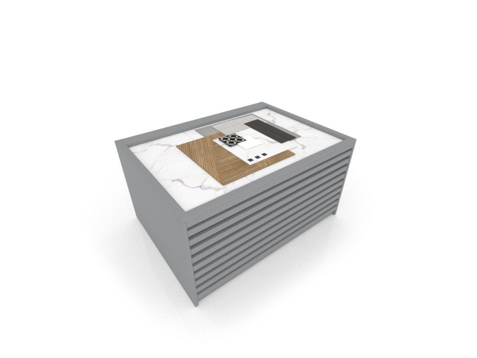 Expositor cerámico tipo cajonera Danubio panel plata aereo