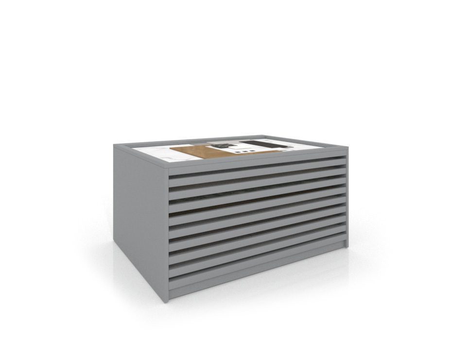 Expositor cerámico tipo cajonera Danubio panel plata frontal