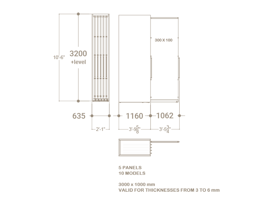 Expositor corredero para azulejos de gran formato Denver 3000/10 Plano