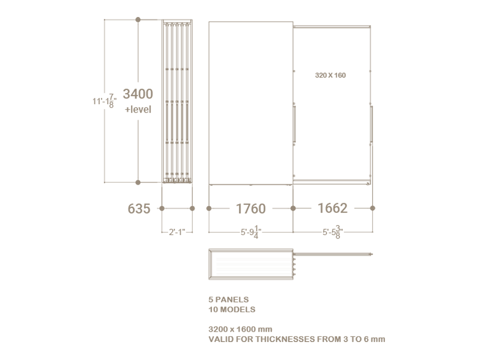 Expositor corredero para azulejos de gran formato Denver 3200/10 Antracita