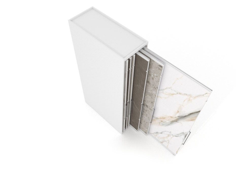 Expositor corredero para azulejos de gran formato Denver 3200/12 Blanco