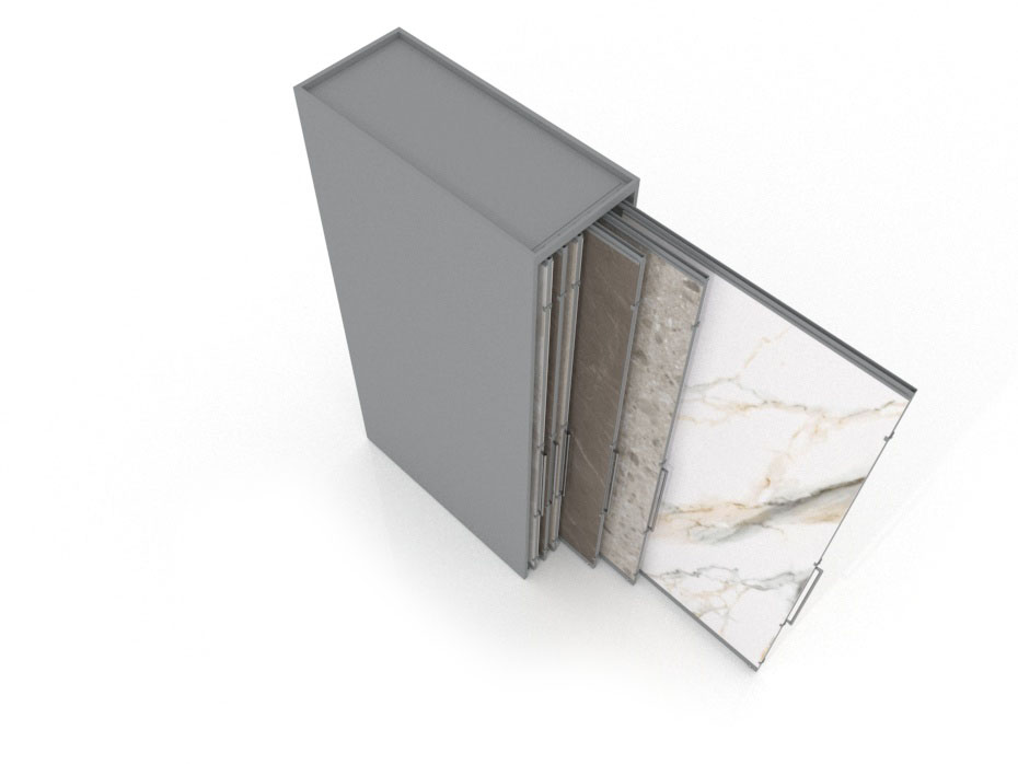 Expositor corredero para azulejos de gran formato Denver 3200/12 Plata