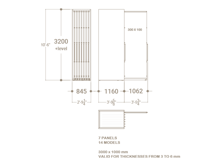 Expositor corredero para azulejos de gran formato Denver 3000/14 Plano