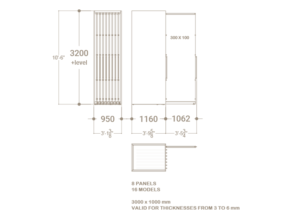 Expositor corredero para azulejos de gran formato Denver 3000/16 Blanco