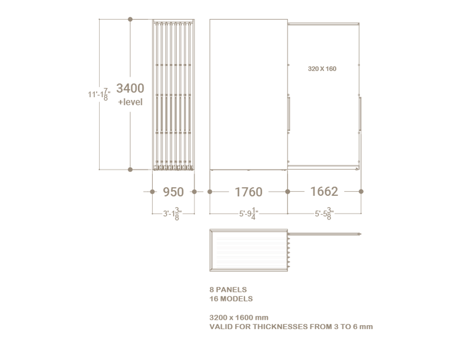 Expositor corredero para azulejos de gran formato Denver 3200/16 Plano