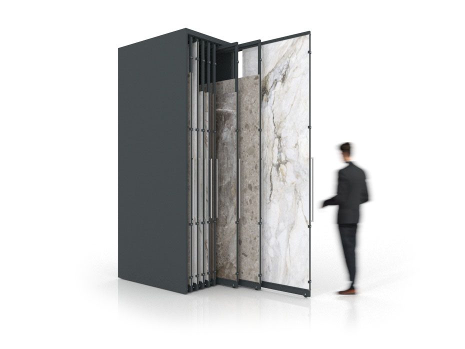 Expositor de azulejos multiformato Denver Polivalente 16 paneles antracita