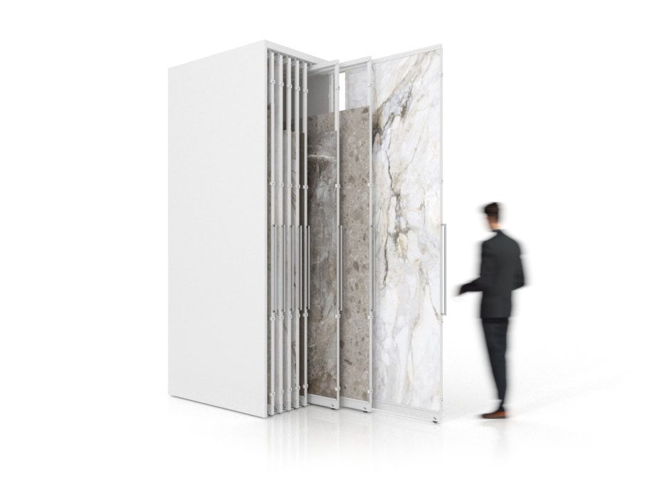 Expositor para azulejos multiformato Denver Polivalente Blanco 16 abierto