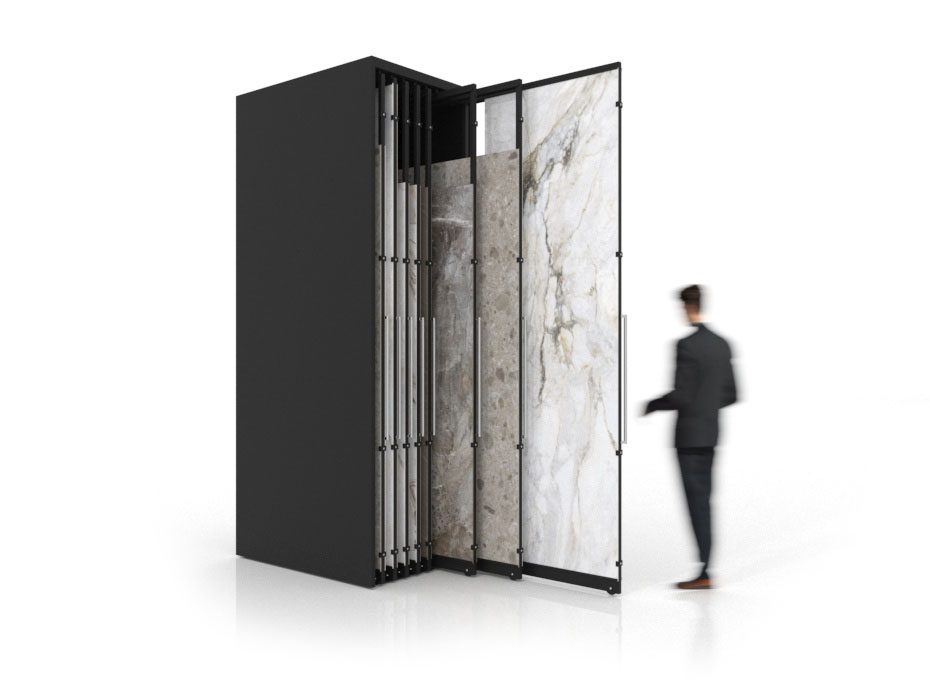 Expositor de azulejos multiformato Denver Polivalente 16 paneles negro