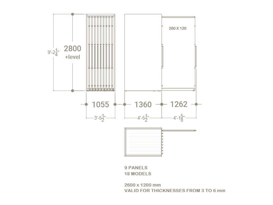 Expositor corredero para azulejos de gran formato Denver 2600/18 Plano