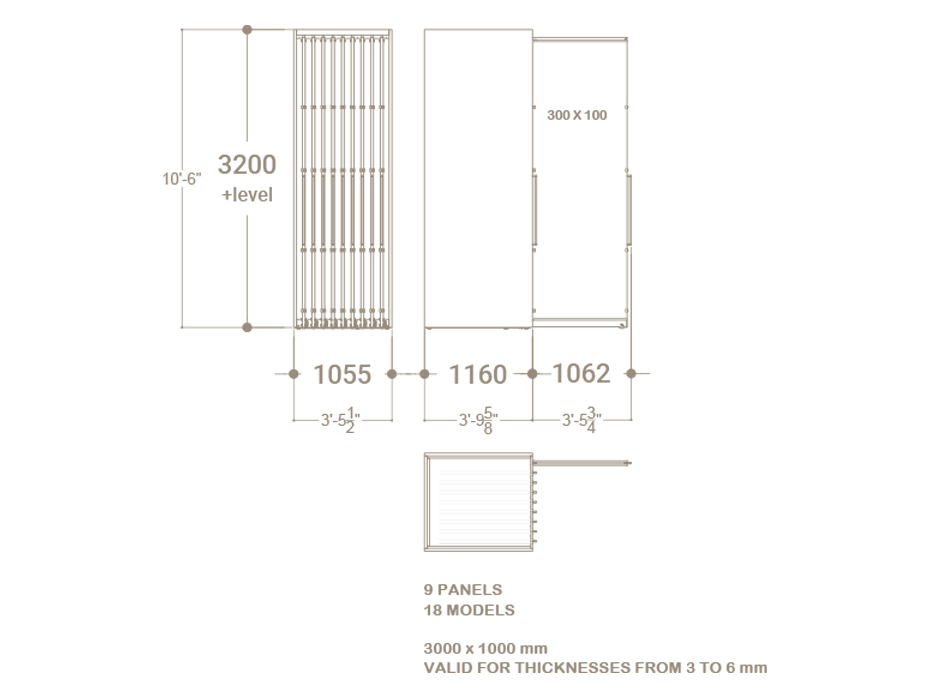 Expositor corredero para azulejos de gran formato Denver 3000/18 Blanco