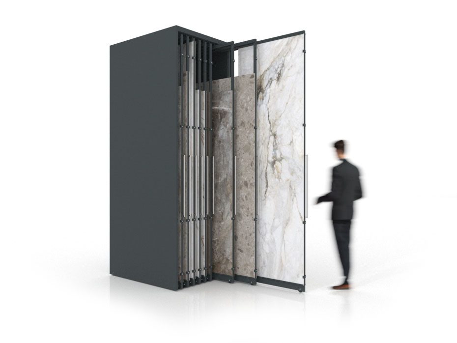 Expositor de azulejos multiformato Denver Polivalente 18 paneles antracita