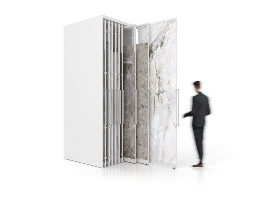 Expositor de azulejos Denver Polivalente de INSCA en blanco 18 paneles lateral