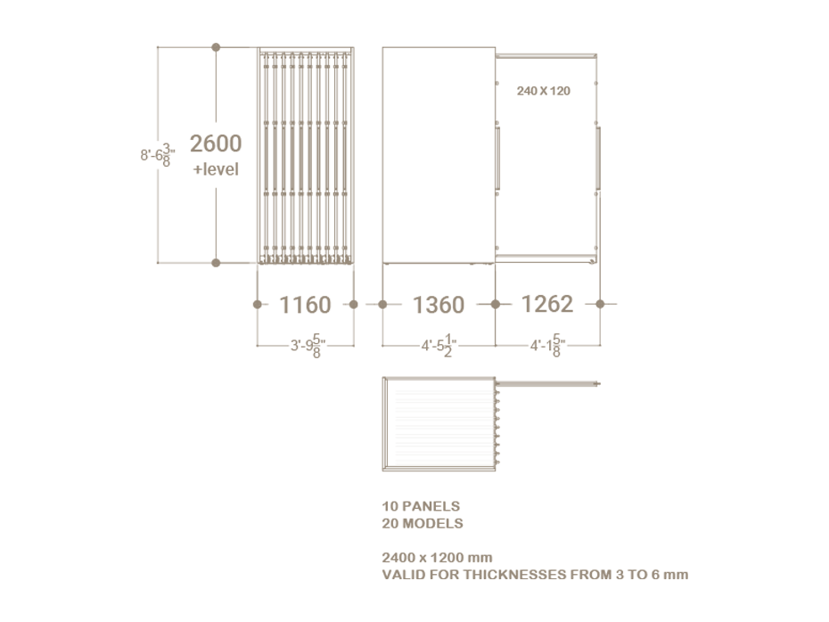 Expositor corredero para azulejos de gran formato Denver 2400/20 Plano