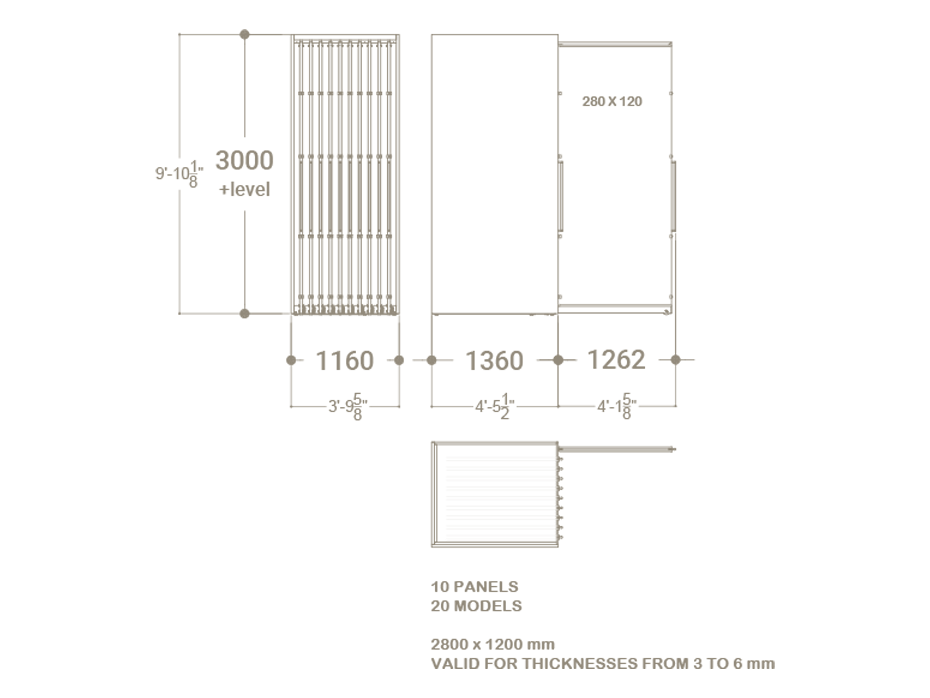Expositor corredero para azulejos de gran formato Denver 2800/20 Plano