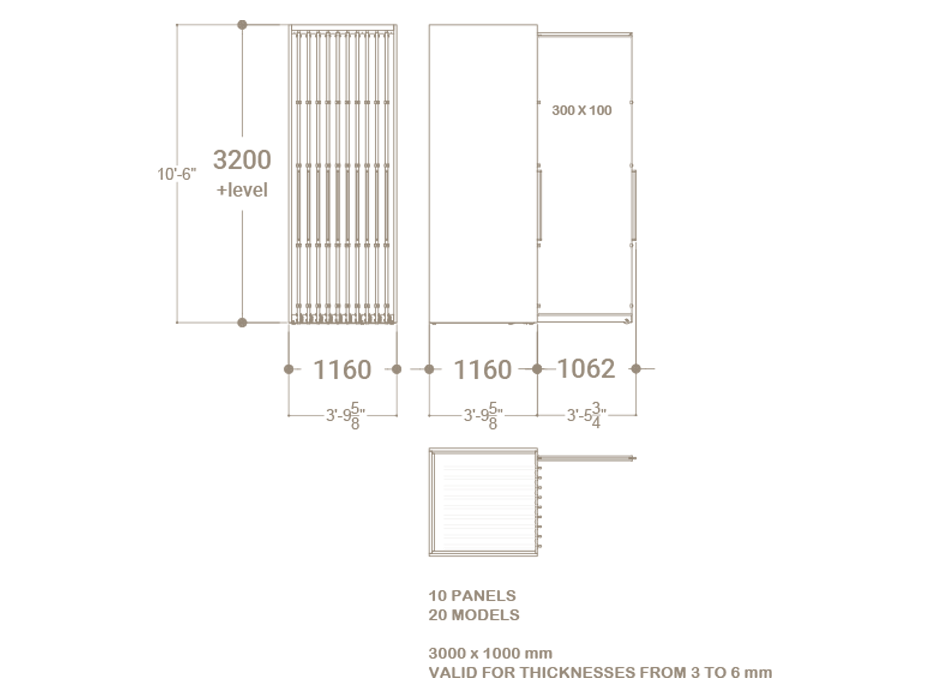 Expositor corredero para azulejos de gran formato Denver 3000/20 Plano