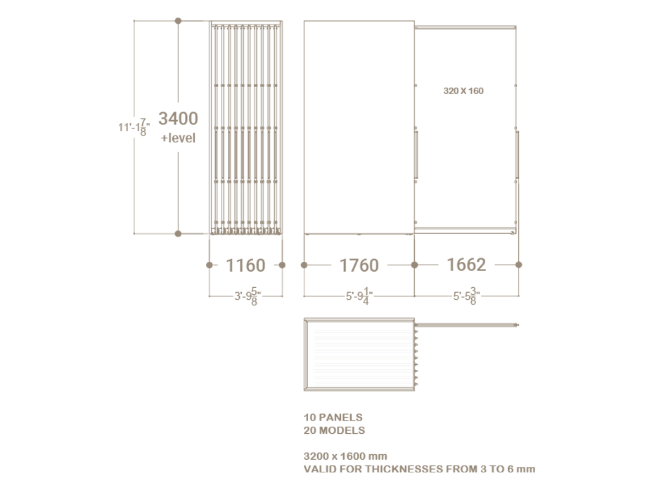 Expositor corredero para azulejos de gran formato Denver 3200/20 Plano